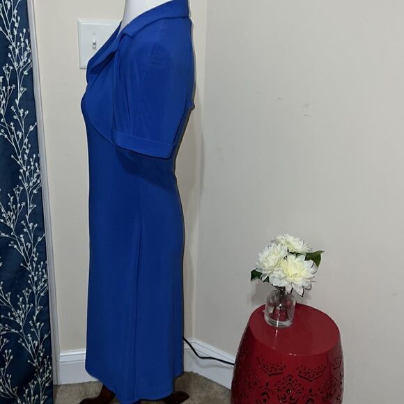 Joseph Ribkoff Short Sleeves Collar Blue Sheath Dress sz 4 - Picture 2 of 5